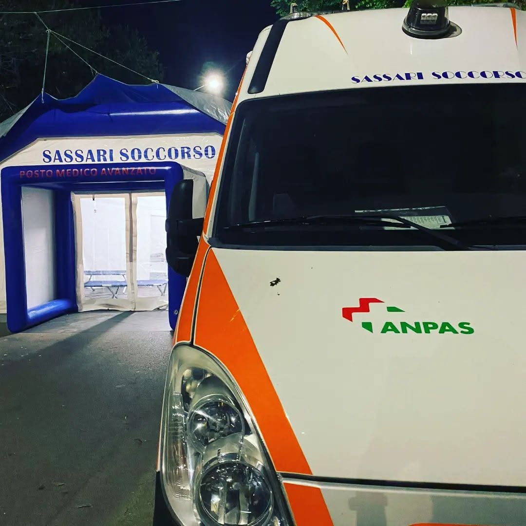 Sassari Soccorso advanced medical post at night