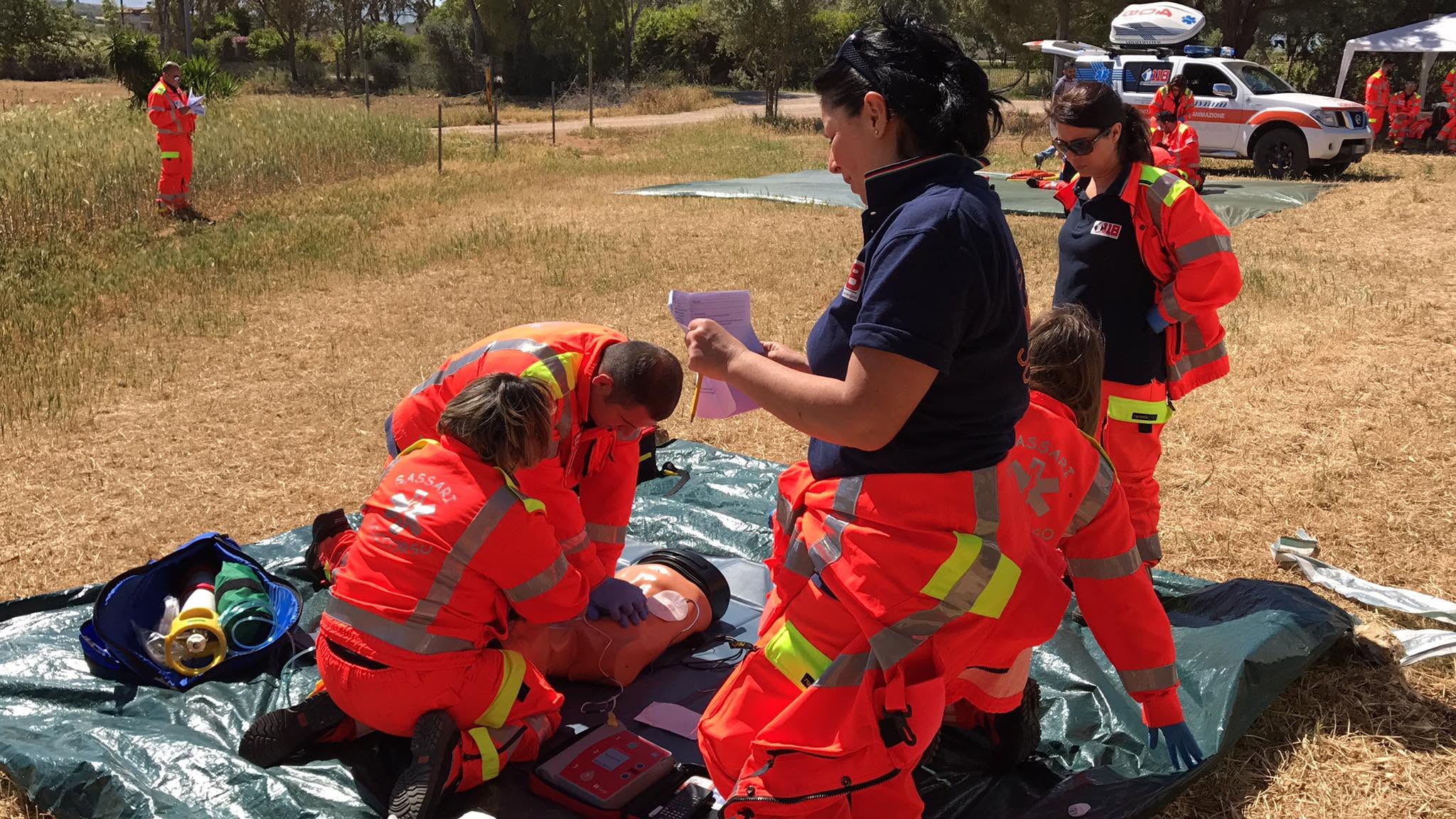Volunteers during an emergency training exercise